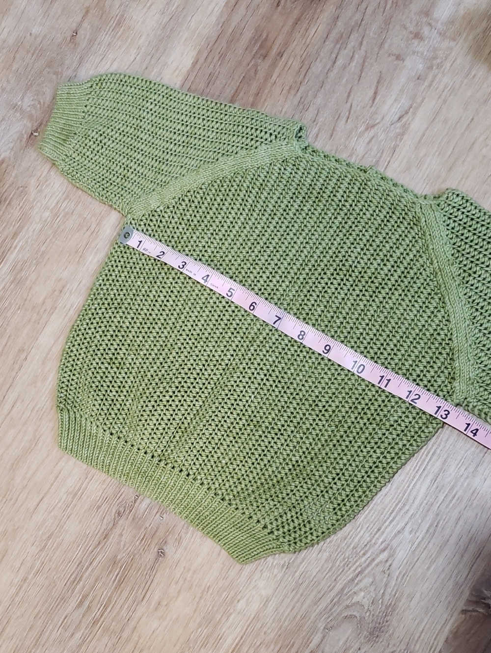 NWOT Misha & Puff Mid Sleeve Net Stitch Pima Cotton Sweater In "Celery", 4-5Y - Picture 4 of 10